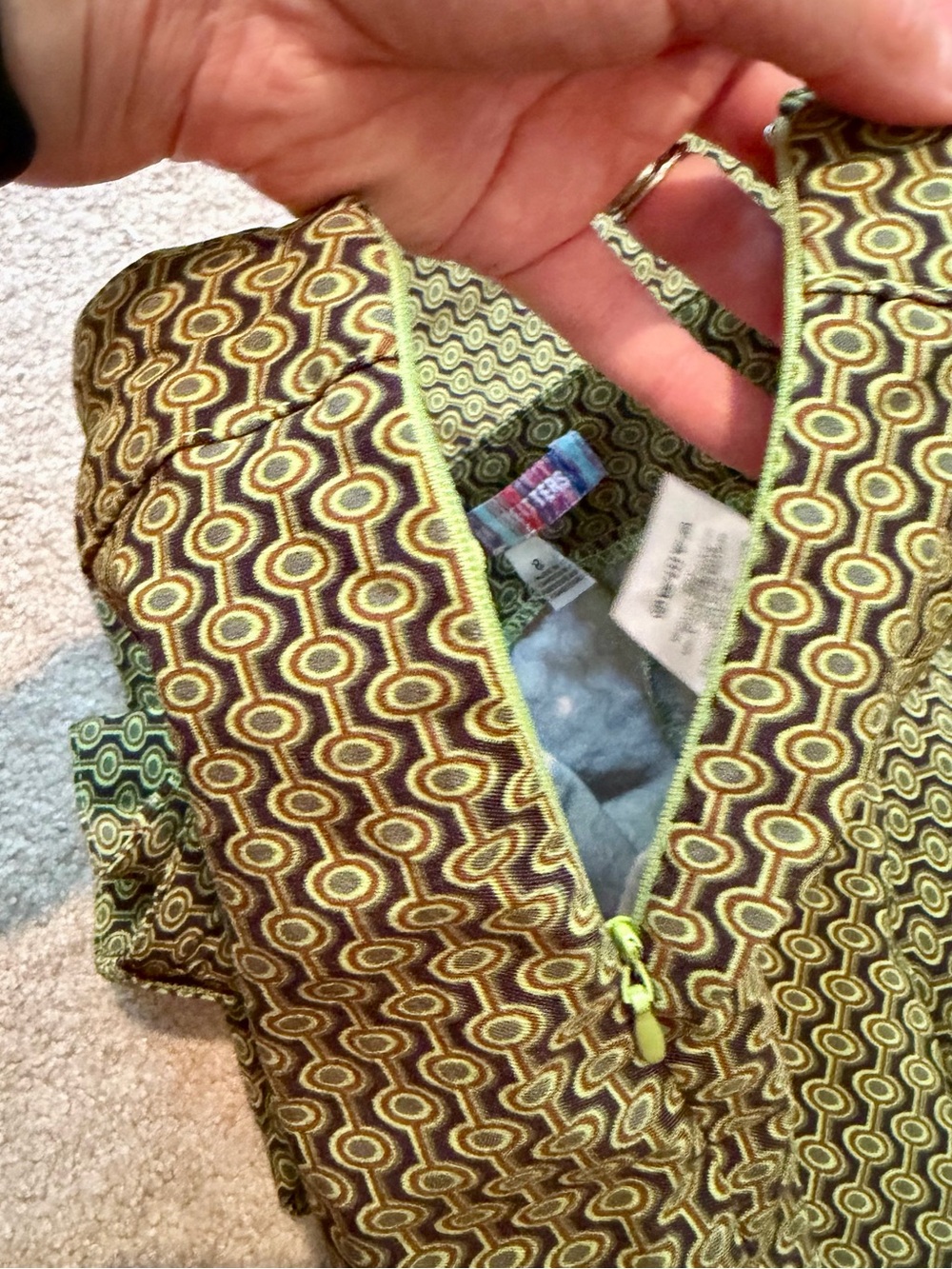 Urban Outfitters Olive Green Patterned Flare Pants - Picture 5 of 8